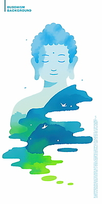 PSD 물결 일러스트 조류 수채화 사람없음 파란색 평화 웨이브 부처 국내일러스트 동물 컬러 컨셉 불교 파일형식