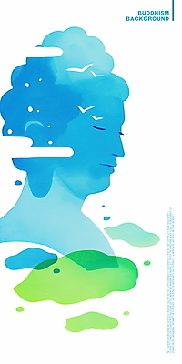 PSD 일러스트 조류 수채화 사람없음 파란색 평화 부처 겹침 국내일러스트 동물 컬러 컨셉 불교 파일형식