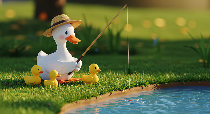 JPG 편집이미지 낚시 오리 들기 잔디 사람없음 연두색 귀여움 연못 풀잎 낚싯대 동물가족 봄소풍 오리새끼 챙모자 편집실사 AI컴퓨터그래픽 AI콘텐츠 식물 모자_잡화 새끼 컨셉 잎 가족 모션 조류 레저 초록색 소풍 봄 풀_식물 낚시용품 CG 파일형식