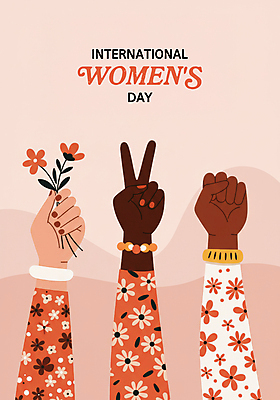 PSD 손 분홍색 꽃무늬 일러스트 팔찌 신체부위 주먹 잡기 3월 브이 세계여성의날 평등 국내일러스트 기념일 꽃 컬러 컨셉 무늬 장신구 모션 사람 손짓 날짜 파일형식
