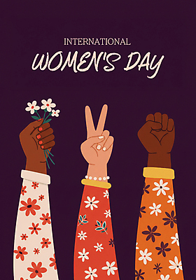 PSD 손 분홍색 꽃무늬 일러스트 팔찌 신체부위 주먹 잡기 3월 브이 세계여성의날 평등 국내일러스트 기념일 꽃 컬러 컨셉 무늬 장신구 모션 사람 손짓 날짜 파일형식