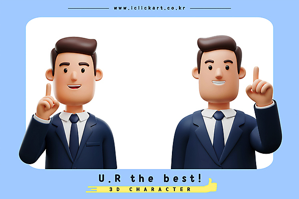 PSD 편집이미지 남자 하늘색 응원 3D캐릭터 미소 정장 상반신 성인 두명 3D 가리킴 비즈니스맨 성인남자만 편집3D 캐릭터 옷 비즈니스 표정 사람 손짓 파란색 직장인 디지털합성 남자만 성인만 파일형식
