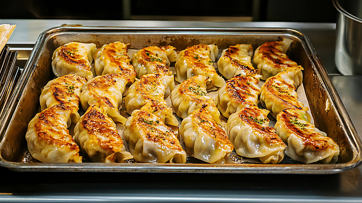 JPG 편집이미지 쟁반 요리 사람없음 군만두 일본음식 맛있는 교자만두 편집실사 AI포토 AI콘텐츠 음식 CG 만두 파일형식