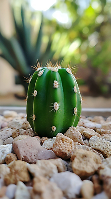 JPG 편집이미지 자연 선인장 사람없음 조약돌 다육식물 편집실사 AI포토 AI콘텐츠 식물 돌_바위 CG 생태계 파일형식