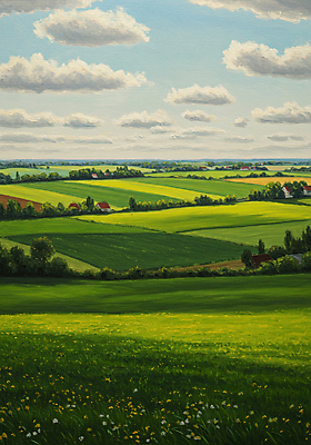 JPG 구름 꽃밭 일러스트 하늘 주택 잔디 초원 사람없음 봄풍경 그림 국내일러스트 AI일러스트 AI콘텐츠 자연요소 식물 꽃 풍경 건물 봄 파일형식