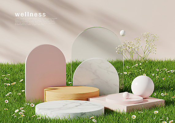 PSD 편집이미지 분홍색 꽃밭 유리 그림자 잔디 사람없음 목재 원형 친환경 소재 대리석 자재 포디움 이미지편집 도형 나무 식물 꽃 컬러 재료 재질 환경 무대 파일형식