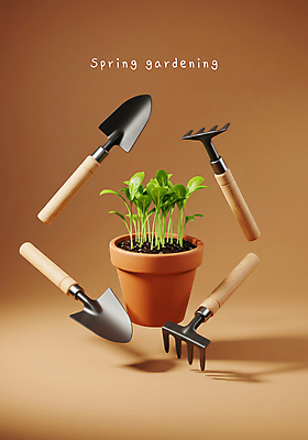 PSD 식물 편집이미지 화분 사람없음 갈색 봄 모종삽 원예 원예용품 이미지편집 계절 컬러 생활용품 취미 삽 파일형식