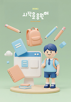 전신 PSD 구름 편집이미지 학생 교육 남자 어린이 학교 응원 새로움 책가방 한명 미소 소년 책 초록색 연필 모니터 공책 입학 시작 지우개 소년한명만 편집3D 자연요소 1 컬러 컨셉 가방 문구용품 학용품 표정 사람 컴퓨터 필기구 3D 남자한명만 소년만 파일형식