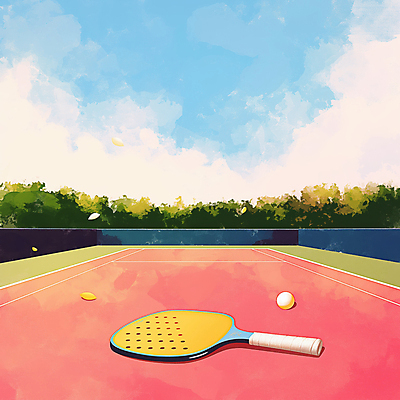 JPG 식물 구름 일러스트 공 하늘 사람없음 운동 구기 경기장 국내일러스트 피클볼라켓 AI일러스트 AI콘텐츠 자연요소 스포츠 스포츠시설 건강 라켓 파일형식 피클볼