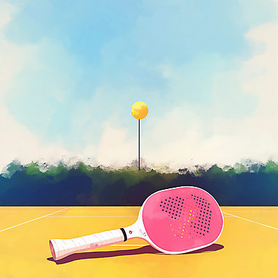 JPG 식물 일러스트 공 하늘 사람없음 운동 구기 경기장 국내일러스트 피클볼라켓 AI일러스트 AI콘텐츠 스포츠 스포츠시설 건강 라켓 파일형식 피클볼