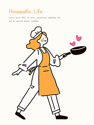 전신 여자 가사 일러스트 요리사모자 요리 한명 미소 들기 성인 노란색 걷기 앞치마 하트 자신감 프라이팬 주부 주부라이프 성인여자한명만 일러캐릭터 AI파일 모양 캐릭터 모자_잡화 1 라이프스타일 감정 컬러 모션 주방용품 표정 사람 요리사 여자한명만 성인여자만 파일형식 벡터