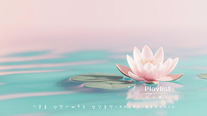 PSD 편집이미지 물결 분홍색 연꽃 사람없음 반사 평화 수면 연잎 민트색 플레이리스트 이미지편집 꽃 음악 컬러 컨셉 잎 물 파일형식