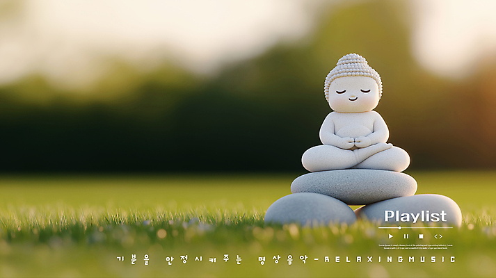 PSD 편집이미지 잔디 사람없음 연두색 평화 불상 가부좌 플레이리스트 이미지편집 젠 식물 음악 컨셉 불교 앉기 초록색 쌓기 돌_바위 파일형식