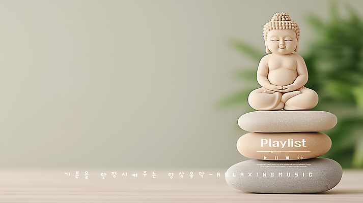 PSD 편집이미지 탁자 사람없음 평화 풀잎 불상 가부좌 베이지색 플레이리스트 이미지편집 젠 음악 컬러 가구 컨셉 잎 불교 앉기 쌓기 돌_바위 풀_식물 파일형식