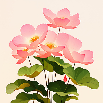 JPG 꽃잎 일러스트 연꽃 사람없음 우아함 연잎 연분홍색 국내일러스트 AI일러스트 AI콘텐츠 꽃 분홍색 컨셉 잎 파일형식