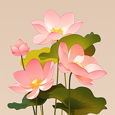 JPG 일러스트 연꽃 사람없음 우아함 연잎 꽃봉오리 베이지색 국내일러스트 AI일러스트 AI콘텐츠 꽃 컬러 컨셉 잎 파일형식
