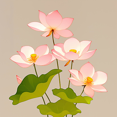 JPG 꽃잎 일러스트 연꽃 사람없음 우아함 연잎 베이지색 국내일러스트 AI일러스트 AI콘텐츠 꽃 컬러 컨셉 잎 파일형식
