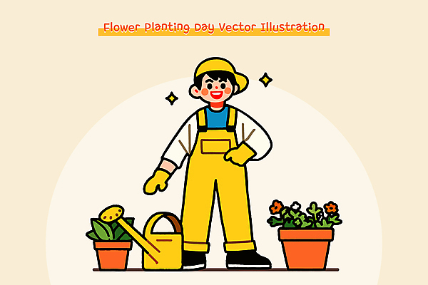 전신 남자 꽃 화분 일러스트 한명 미소 성인 반짝임 노란색 정원 물뿌리개 풀 식목일 멜빵 정원사 캡모자 성인남자한명만 일러캐릭터 AI파일 식물 직업 캐릭터 모자_잡화 1 잡화 기념일 컬러 모션 표정 사람 남자한명만 성인남자만 파일형식 벡터