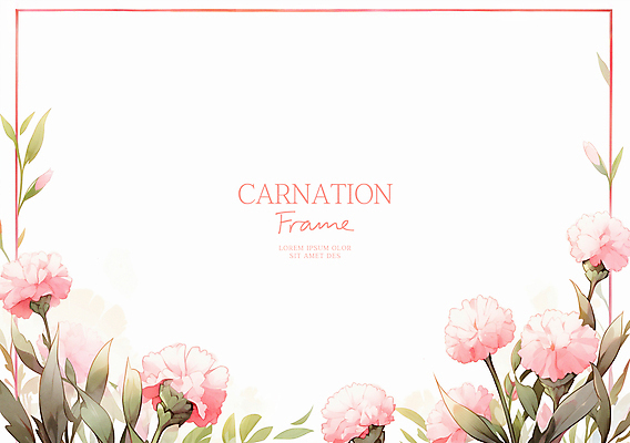 PSD 분홍색 일러스트 봄꽃 수채화 사람없음 풀잎 어버이날 카네이션 가정의달 꽃프레임 카피스페이스 국내일러스트 기념일 꽃 컬러 잎 프레임 봄 공백 풀_식물 5월 파일형식