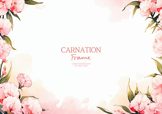 PSD 분홍색 일러스트 봄꽃 수채화 사람없음 풀잎 어버이날 카네이션 가정의달 꽃프레임 카피스페이스 국내일러스트 기념일 꽃 컬러 잎 프레임 봄 공백 풀_식물 5월 파일형식