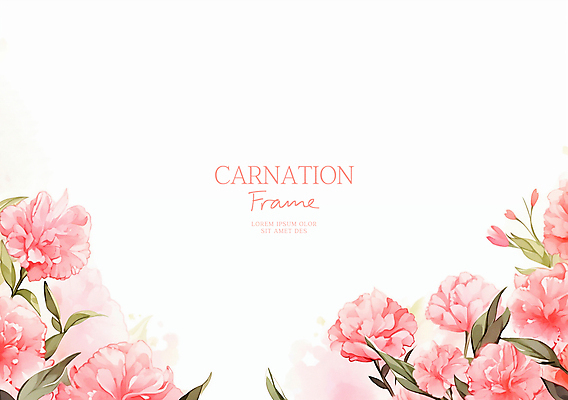 PSD 분홍색 일러스트 봄꽃 수채화 사람없음 풀잎 어버이날 카네이션 가정의달 꽃프레임 카피스페이스 국내일러스트 기념일 꽃 컬러 잎 프레임 봄 공백 풀_식물 5월 파일형식
