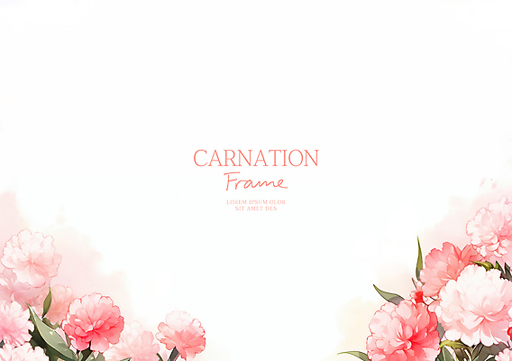 PSD 분홍색 일러스트 봄꽃 수채화 사람없음 풀잎 어버이날 카네이션 가정의달 꽃프레임 카피스페이스 국내일러스트 기념일 꽃 컬러 잎 프레임 봄 공백 풀_식물 5월 파일형식