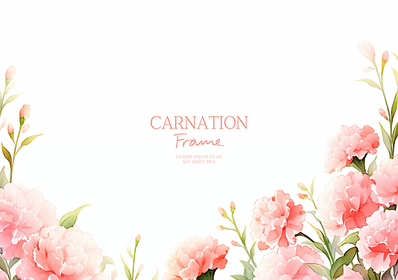 PSD 분홍색 일러스트 봄꽃 수채화 사람없음 풀잎 어버이날 카네이션 가정의달 꽃프레임 카피스페이스 국내일러스트 기념일 꽃 컬러 잎 프레임 봄 공백 풀_식물 5월 파일형식
