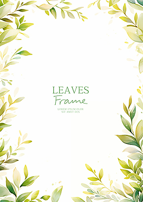 PSD 일러스트 수채화 프레임 사람없음 초록색 풀잎 카피스페이스 국내일러스트 컬러 잎 공백 풀_식물 파일형식