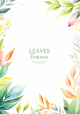 PSD 일러스트 수채화 프레임 사람없음 초록색 풀잎 카피스페이스 국내일러스트 컬러 잎 공백 풀_식물 파일형식