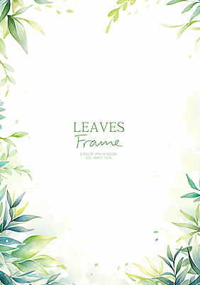 PSD 일러스트 수채화 프레임 사람없음 초록색 풀잎 카피스페이스 국내일러스트 컬러 잎 공백 풀_식물 파일형식