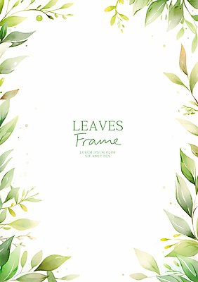 PSD 일러스트 수채화 프레임 사람없음 초록색 풀잎 카피스페이스 국내일러스트 컬러 잎 공백 풀_식물 파일형식