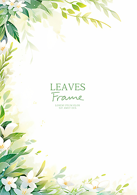 PSD 일러스트 수채화 프레임 사람없음 초록색 풀잎 카피스페이스 국내일러스트 컬러 잎 공백 풀_식물 파일형식