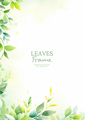 PSD 일러스트 수채화 프레임 사람없음 초록색 풀잎 카피스페이스 국내일러스트 컬러 잎 공백 풀_식물 파일형식