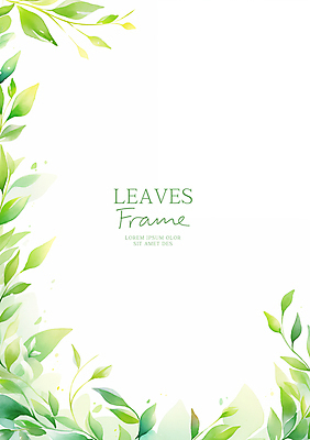PSD 일러스트 수채화 프레임 사람없음 초록색 풀잎 카피스페이스 국내일러스트 컬러 잎 공백 풀_식물 파일형식