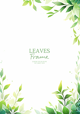 PSD 일러스트 수채화 프레임 사람없음 초록색 풀잎 카피스페이스 국내일러스트 컬러 잎 공백 풀_식물 파일형식
