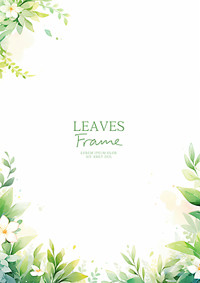 PSD 일러스트 수채화 프레임 사람없음 초록색 풀잎 카피스페이스 국내일러스트 컬러 잎 공백 풀_식물 파일형식