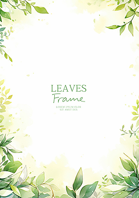 PSD 일러스트 수채화 프레임 사람없음 초록색 풀잎 카피스페이스 국내일러스트 컬러 잎 공백 풀_식물 파일형식