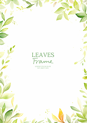 PSD 일러스트 수채화 프레임 사람없음 초록색 풀잎 카피스페이스 국내일러스트 컬러 잎 공백 풀_식물 파일형식