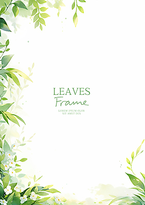 PSD 일러스트 수채화 프레임 사람없음 초록색 풀잎 카피스페이스 국내일러스트 컬러 잎 공백 풀_식물 파일형식