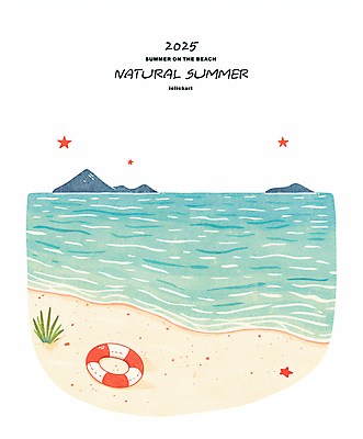 PSD 별 물결 섬 일러스트 색연필 해변 사람없음 여름휴가 여름풍경 잡초 청록색 튜브 국내일러스트 자연요소 식물 바다 컬러 휴가 학용품 풍경 파일형식 여름_계절