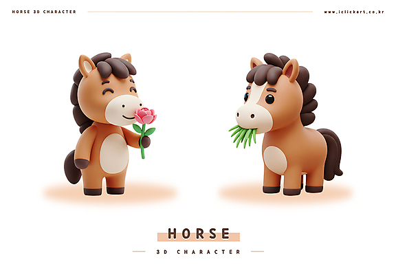 PSD 편집이미지 3D캐릭터 미소 들기 사람없음 장미 갈색 3D 잡초 먹기 말캐릭터 향 편집3D 식물 캐릭터 꽃 컬러 동물캐릭터 모션 표정 말_동물 디지털합성 파일형식