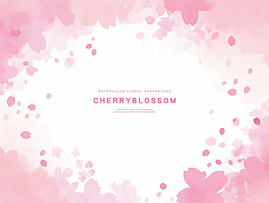 PSD 꽃잎 분홍색 꽃백그라운드 일러스트 수채화 사람없음 벚꽃 꽃프레임 국내일러스트 꽃 컬러 백그라운드 프레임 파일형식