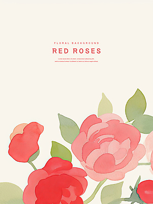 PSD 분홍색 잎 꽃백그라운드 일러스트 수채화 사람없음 장미 국내일러스트 식물 꽃 컬러 백그라운드 파일형식