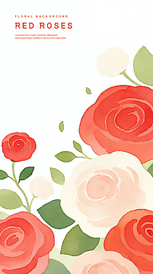 PSD 분홍색 잎 꽃백그라운드 일러스트 수채화 사람없음 장미 국내일러스트 식물 꽃 컬러 백그라운드 파일형식