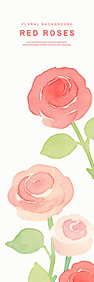 PSD 분홍색 잎 꽃백그라운드 일러스트 수채화 사람없음 장미 국내일러스트 식물 꽃 컬러 백그라운드 파일형식