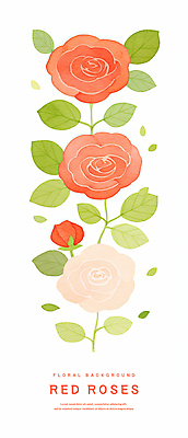 PSD 분홍색 잎 꽃백그라운드 일러스트 수채화 사람없음 장미 국내일러스트 식물 꽃 컬러 백그라운드 파일형식