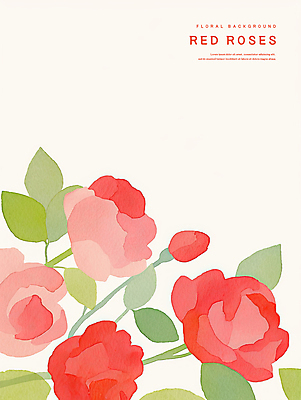 PSD 분홍색 잎 꽃백그라운드 일러스트 수채화 사람없음 장미 국내일러스트 식물 꽃 컬러 백그라운드 파일형식