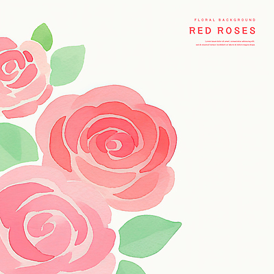 PSD 분홍색 잎 꽃백그라운드 일러스트 수채화 사람없음 장미 국내일러스트 식물 꽃 컬러 백그라운드 파일형식