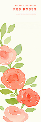 PSD 분홍색 잎 꽃백그라운드 일러스트 수채화 사람없음 장미 국내일러스트 식물 꽃 컬러 백그라운드 파일형식