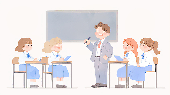 JPG 전신 여학생 여자 남자 교복 허리손 의자 일러스트 청소년 수업 수채화 미소 들기 앉기 여러명 성인 학습 펜 스쿨라이프 교사 칠판 책상 교과서 감성 국내일러스트 AI일러스트 AI콘텐츠 직업 학생 라이프스타일 옷 교육 포즈 가구 다수 컨셉 학교 모션 교재 표정 사람 필기구 파일형식